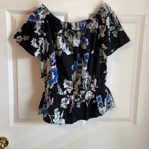 PARISIAN OFF-THE-SHOULDER FLORAL TOP. SIZE 10